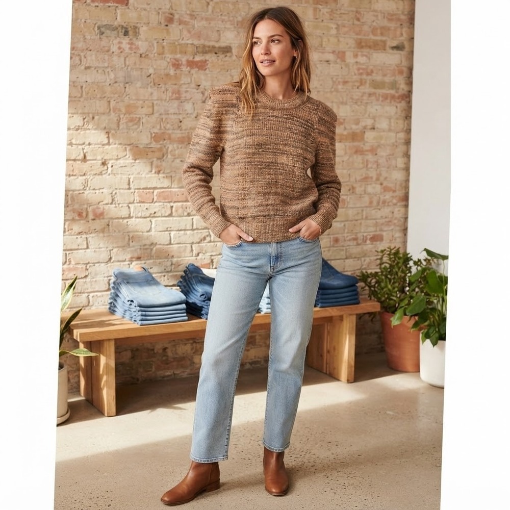 Madewell Women's Size XS Brown Marled Merino Wool Alpaca Crewneck Sweater
